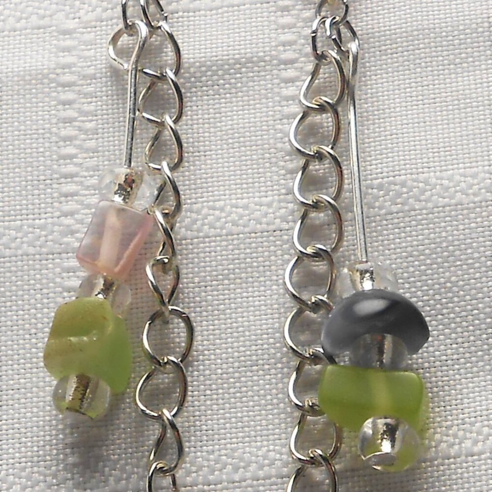 No 575 Handmade earrings with polished glass scraps Approx. 4 inches long